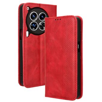 Capa FOXDOCK para Tecno Camon 30 Premier 5G/CL9 | Fecho Magnético | Estampado Vintage | Pele PU | Compartimentos para Cartões | Vermelho - 1