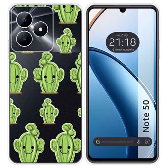 Capa de silicone TUMUNDOSMARTPHONE para Realme Note 50 | transparente desenhos cacto - 1