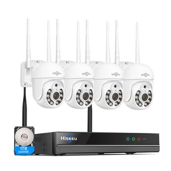 Kit Videovigilância CCTV Hiseeu | WiFi | 8 Canais | 4 Câmaras Rotativas | 3MP - 1