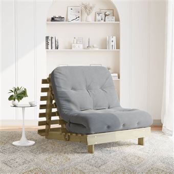 Sofá-cama futon com colchão vidaXL | 80x206x11cm | madeira pinho impregnada - 1
