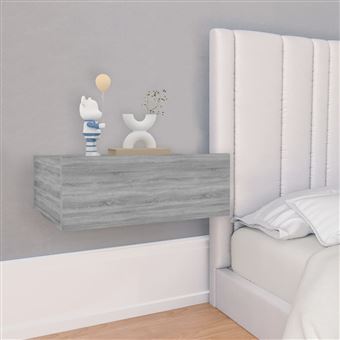 Mesa cabeceira suspensa vidaXL | 40x30x15 cm | madeira processada sonoma cinza - 1