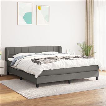 Cama com molas e colchão vidaXL | 180x200 cm | tecido cinzento-escuro - 1