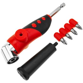 Chave de Fendas Manual com Design Angular BeMatik | Adaptador Hexagonal de 1/4 de 6,35 mm para Mandril de Broca em Ângulo Reto e 4 Dicas - 1