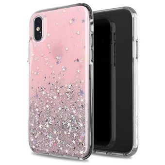 Capa HURTEL Glitter Shinning com Estrelas para Samsung Galaxy A51 - Rosa - 1