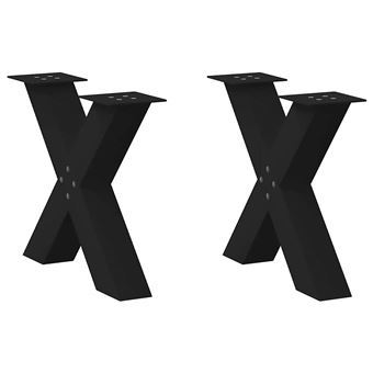 Pernas para Mesa de Centro vidaXL | 2 Peças | em forma de X 50x(42-43) cm | aço preto - 1