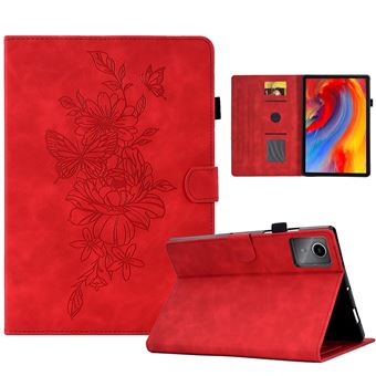 Capa ZURSANA para Lenovo Idea Tab Plus 12,1 " 2025 | Flip | Pele PU | Design de Borboleta em Relevo | Vermelho - 1