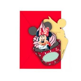 Conjunto 6 Convites Festa Minnie Disney Cafe