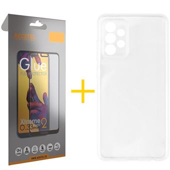 Conjunto Accetel 1 x Película de Vidro Full + Capa para Samsung Galaxy A52 5G | Silicone Líquido - Transparente Clear - 1