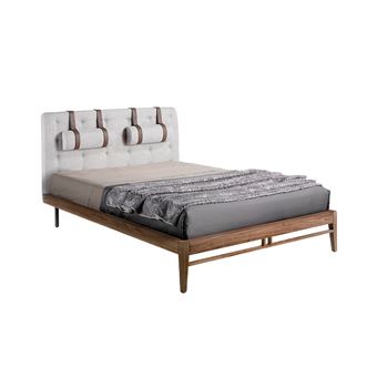 Cama Angel Cerda 7034 | Estrutura em Madeira Folheada a Nogueira  | 110 x 162 x 216 cm - 1