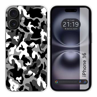 Capa de silicone TUMUNDOSMARTPHONE para Iphone 16 (6.1) | Design de camuflagem de neve - 1