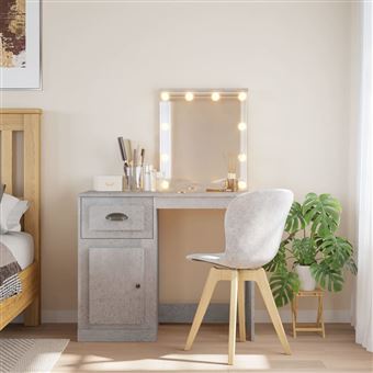 Toucador com luzes LED vidaXL | 90x42x132,5 cm | cinzento cimento - 1
