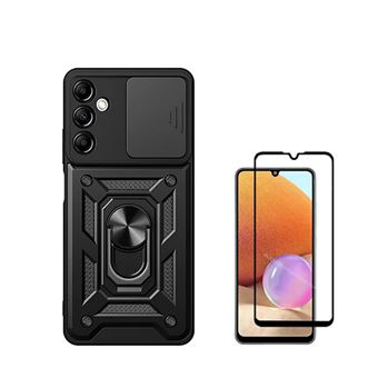 Kit Película de Vidro Temperado 5D Full Cover + Capa Magnetic Military Defender Slide Window Anti-Impacto Phonecare para Samsung Galaxy A15 5G - Preto - 1