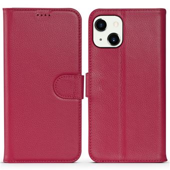 Capa de Couro Dourado Genuíno + TPU fecho Magnético Textura lichia com fundo Rosa para iPhone 13 6.1'' - 1