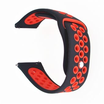 Pulseira silicone oca 20mm duas cores preto/vermelho para Garmin Forerunner 645 Music/Vivoactive 3/Vivomove HR - 1
