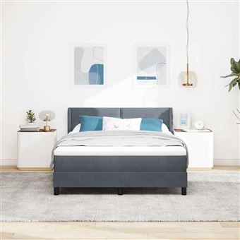 Cama Box com Colchão vidaXL | Cinza Escuro | 200 x 160 cm | Poliéster - 1