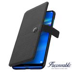 Capa Faconnable para Huawei Y7 2019 Carteira Efeito Grão Preto
