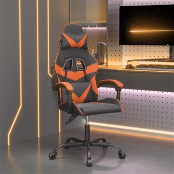 Cadeira gaming vidaXL couro artificial preto e laranja - 1