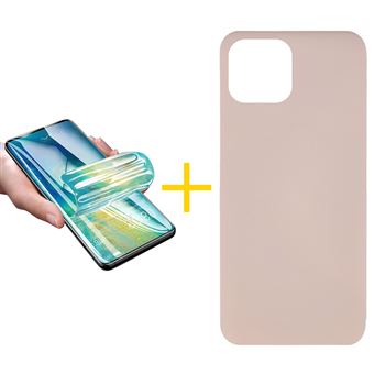 Pack 1 x Película de Hidrogel + Capa Gandy Apple iPhone 16 Plus Silicone Líquido | Rosa-Creme - 1