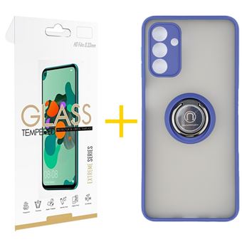 Pack 1 x Película de Vidro Temperado 2.5D + Capa skyhe para Samsung Galaxy A55 5G | Gel Bumper Ring | Azul - 1