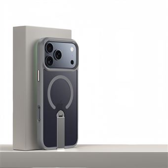 Capa Protetora com Suporte Oculto, Magnética e com Carregamento Sem Fio QT08 V-REEL para iPhone 16 Pro Max - Cinza - 1