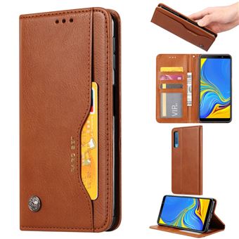 Capa PU Magunivers suporte clássico auto-absorvido marrom para Samsung Galaxy A50
