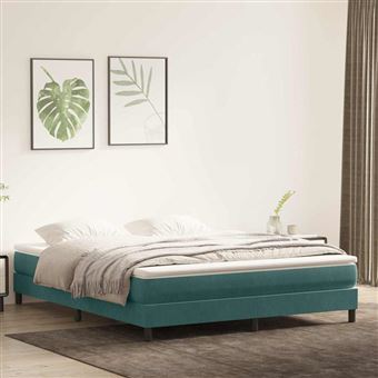 Cama com molas sem colchão vidaXL | 180x220 cm | veludo verde-escuro - 1