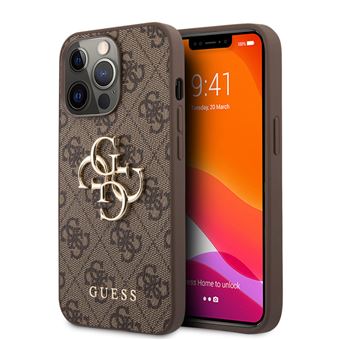 Capa Guess para iPhone 13 Pro Max | Bi-material | Padrão 4G com Logotipo Guess - Castanho - 1