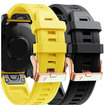 Pack 2 x Braceletes de Silicone com Fecho de Metal Antiimpacto para Garmin Epix Pro 42mm (Gen 2) - Amarelo e Preto - 1