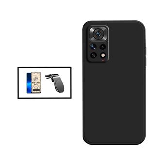 Kit Gift4Me Vidro Temperado Ceramica Full Cover + Capa Silicone Líquido + Suporte de Carro Magnético L para Xiaomi Redmi Note 11S 5G - Preto - 1
