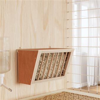 Comedouro para coelhos vidaXL | 37x18,5x23 cm | madeira de abeto maciça - 1