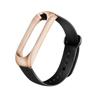Pulseira de Silicone e armação de metal WISETONY para Xiaomi Mi Band 3 /4 Preto e Ouro rosa - 1