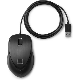 Rato com Fios HP Rato USB com Leitor de impressões digitais | Preto - 1