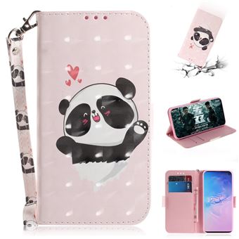 Capa Magunivers PU padrão de impressão spot decor panda e corações para Samsung Galaxy S10