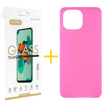 Conjunto Accetel 1 X Película de Vidro +  Capa para iPhone 13 Pro Silicone Liso Rosa - 1