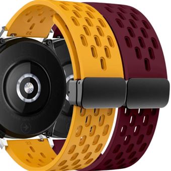 Pack Antiimpacto 2x Bracelete SnapFlow para Garmin Forerunner 255S Music | Amarelo e Vinho - 1