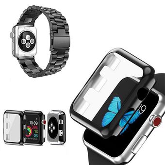Kit Bracelete de Aço + Ferramenta + Capa de Proteção + Vidro GIFT4ME para Apple Watch Series 11 - 46mm | Preto / Transparente - 1