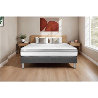 Conjunto de estrado Cinzento + Colchão Vitalit Vital Relax | 130 x 200 cm | Espuma - 1