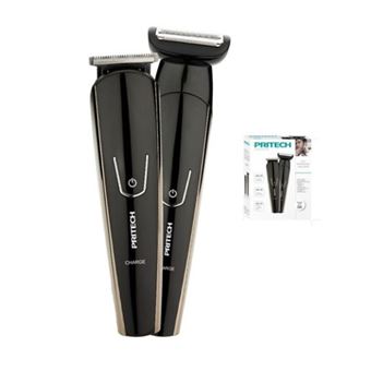 Máquina de Cabelo/Barbear + Shaver 2 em 1 Pritech PR-1971 - Preto/Dourado - 1