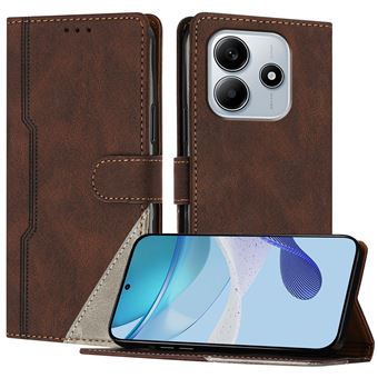 Capa FOXDOCK para Xiaomi Redmi Note 14 4G | Fecho Magnético | Pele TPU Macia | 3 Compartimentos para Cartões | Função de Suporte | Castanho - 1