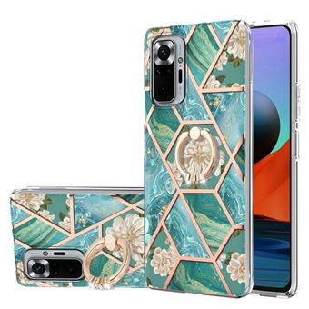 Capa e TPU Padrão de mármore IMD, Anti-queda, com Alça de flores azuis para Xiaomi Redmi Note 10 Pro 4G (Global)/Note 10 Pro Max - 1