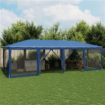 Tenda para festas vidaXL com 12 paredes laterais em rede | 8x4 m | PEAD | azul - 1