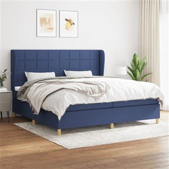 Cama com Molas e Colchão vidaXL | 200x200 cm | tecido azul - 1