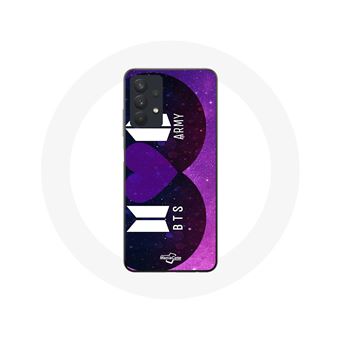 Capa Maniacase para Samsung Galaxy A32 5G com os logos do Bangtan Sonyeondan (BTS) e o logo do ARMY com a mensagem 'I Purple You' - 1