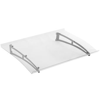 Telhado de Proteção PrimeMatik | 120 x 100 cm | Marquesinha Transparente para Portas e Janelas com Suporte de Aço - Cinza - 1