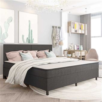 Cama boxspring vidaXL | 200x200 cm | tecido cinzento - 1