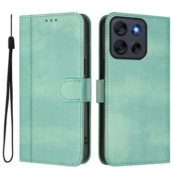 Capa FOXDOCK para Motorola MOTO G56 | Estilo Vintage | TPU com Textura de Pele Antiderrapante | Compartimentos para Cartões e Suporte | Verde claro - 1