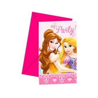 Conjunto 6 Convites Festa Princesas Disney Glamour