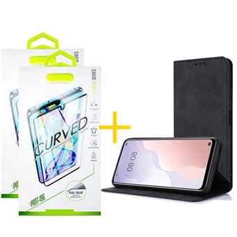 Pack 2 x Película de Vidro Temperado Curvo + Capa skyhe Samsung Galaxy S22 Ultra 5G | PRM Flip Cover - Preto - 1