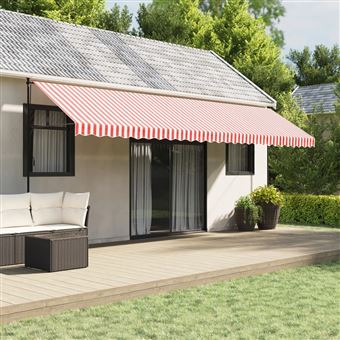 Tecido de substituição para toldo vidaXL | 6x3,5 m | Riscas vermelho/branco - 1