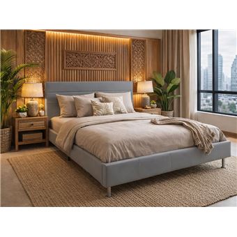 Cama de Casal Ideia Home Design Star | 190×140 cm - Cinza - 1